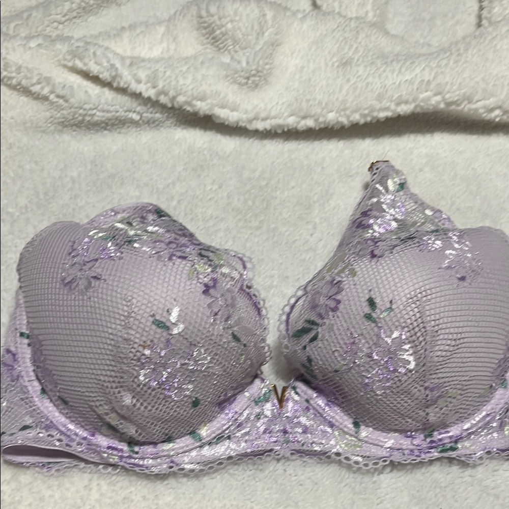 Victoria's Secret love Cloud Plunge Lilac Floral Lace Bra